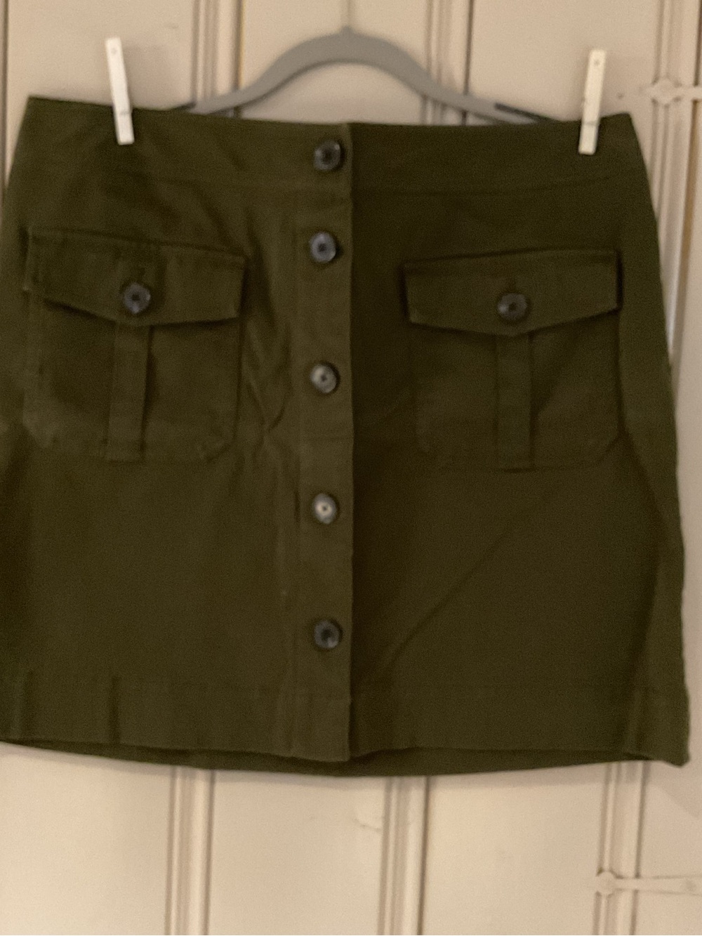 NWOT Ann Taylor Olive Green Button-Front Mini Skirt
